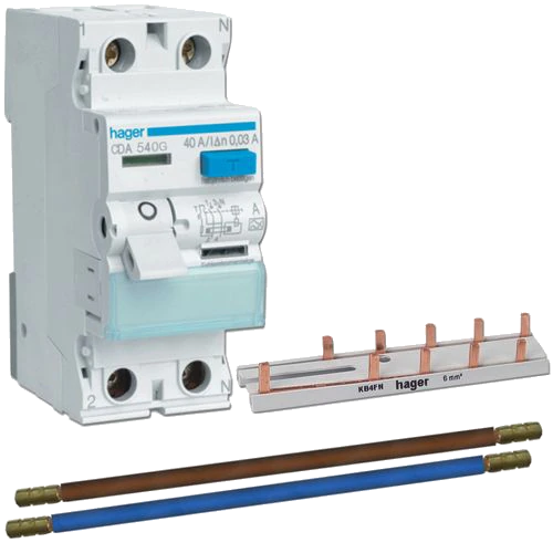 Hager Set 1xAardlekschakelaar 2-P 40A/30mA klasse A VKS151S