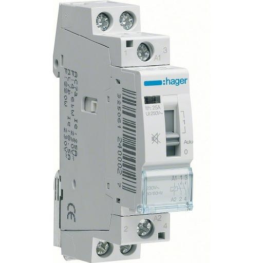Hager Magneetschakelaar 25A hand 2M 24VDC geruisarm smal ERD225SDC afbeelding 2