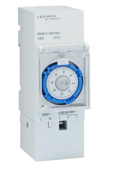 Schakelklok anal. 230V 1-kan. 16A dagprog.