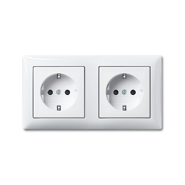 Busch-jaeger dubbel inbouw stopcontact wit ra - Balance SI serie (20-2 EUCJ-914-503)