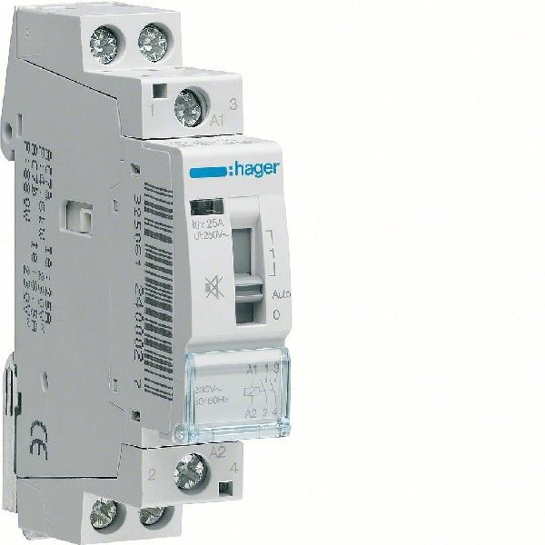 Hager Magneetschakelaar 25A hand 2M 24VAC geruisarm ERD225S afbeelding 2