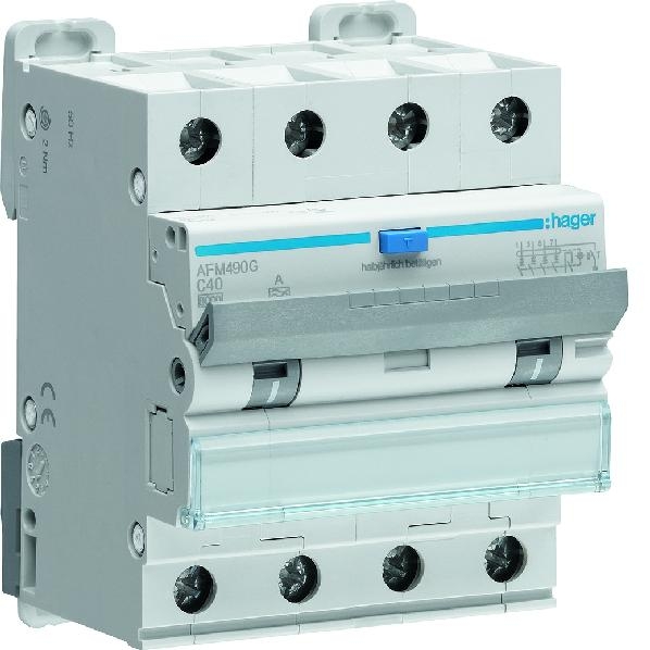 Hager Aardlekautomaat 4-P 40A C-kar. 6kA, 300mA kl.A AFM490G afbeelding 2