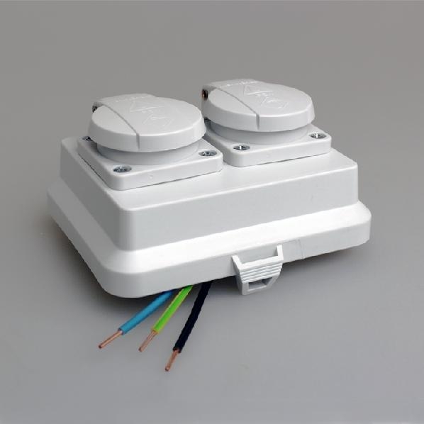 ATTEMA 2234 DEKSEL AK2 GS+2V schuko wandcontactdoos dubbel IP54