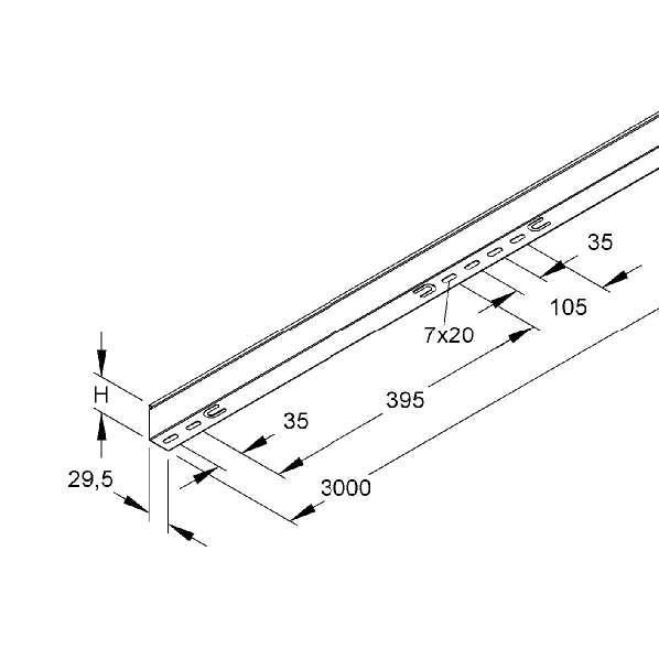 Draadgoot scheidingsschot 3m GTW30 afbeelding 2