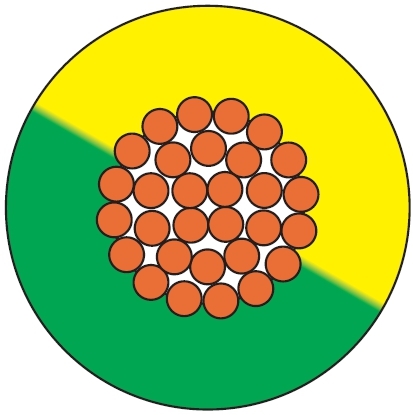 Montagesnoer VDS 6 mm² geel/groen 90° Eca ring 100m