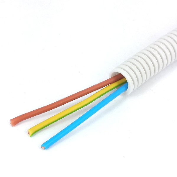 Flexbuis 5/8" (ø16mm) PP bedraad VD Eca 3x2,5 mm² (br,bl,gg) grijs (rol 100m)