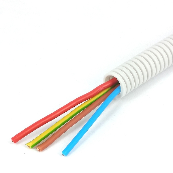 Flexbuis 5/8" (ø16mm) PP bedraad VD Eca 3x2,5+1x1,5 mm² (br,bl,gg,rd) grijs (rol 100m) afbeelding 2
