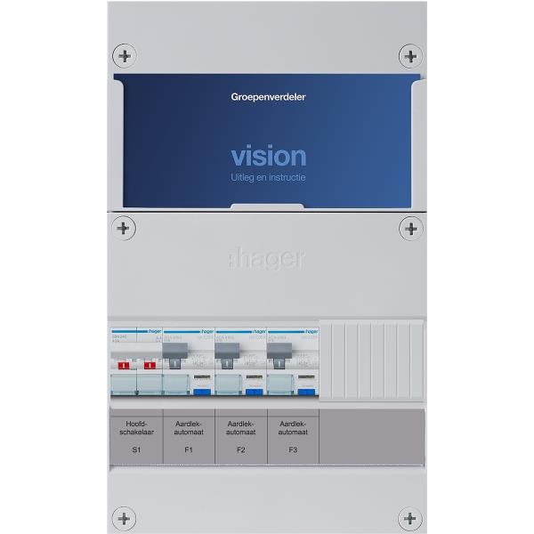 Hager 3-groepenkast 1-F,HS,3HACO H=365mm VKG030A afbeelding 2