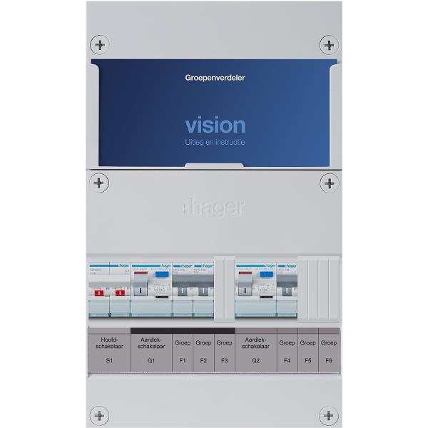 Hager 3-groepenkast 1-F,HS,2ALS2/30mA,2+1MCCB H=365mm VKG21B afbeelding 2