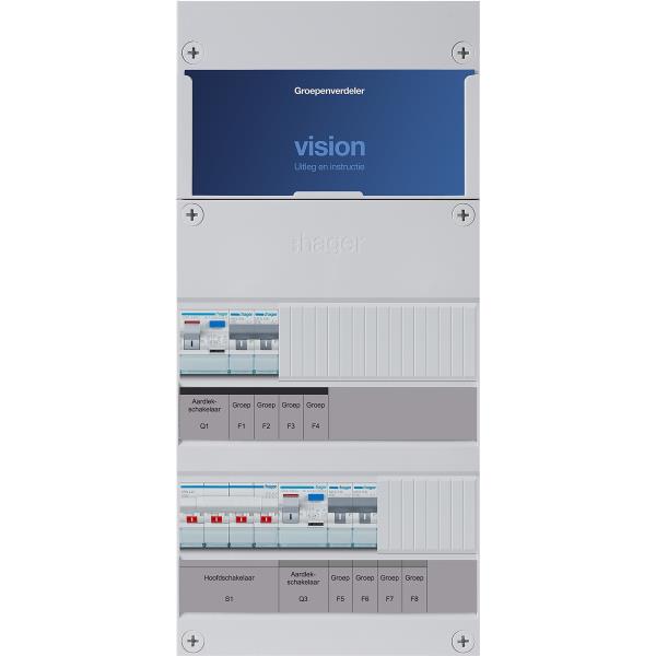 Hager 4-groepenkast 3-F,HS,2ALS2/30mA,2+2MCCB VKG220L afbeelding 2
