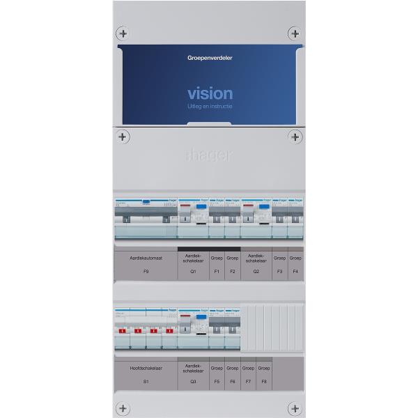 Hager 6-groepenkast 3-F,HS,3ALS2/30mA,2+2+2MCCB +B VKG222L-B afbeelding 2