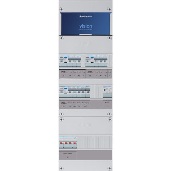Hager 9-groepenkast 3-F,HS,3ALS2/30mA,3+3+3MCCB +F+T VKG333M-FT afbeelding 2