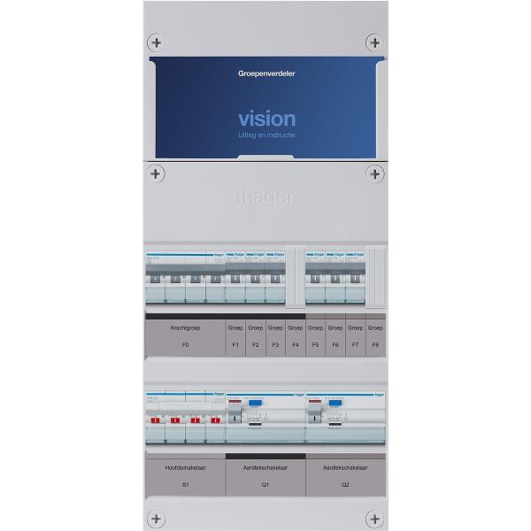 Hager 6-groepenkast 3-F,HS,2ALS4/30mA,3+3MCCB +K VKG33L-K afbeelding 2