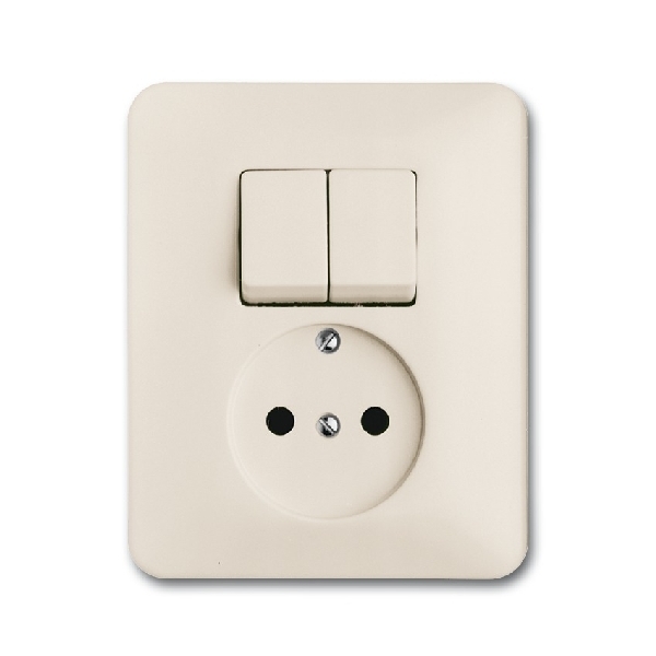 Busch-Jaeger combinatie wandcontactdoos 1-voudig zonder randaarde en serieschakelaar inbouw creme (2CKA001611A0151) afbeelding 2