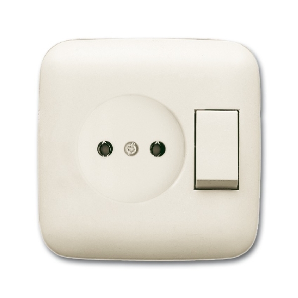 Busch-Jaeger combinatie wandcontactdoos 1-voudig zonder randaarde en wisselschakelaar inbouw creme (2CKA001611A0128) afbeelding 2