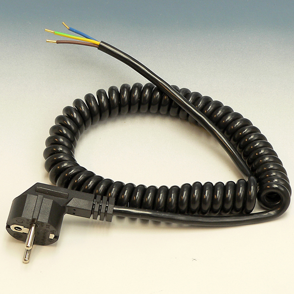 HAKA SPIRAALSNOER 3X1 AANSLUITSN 2M ZW PVC SPIRAAL afbeelding 2