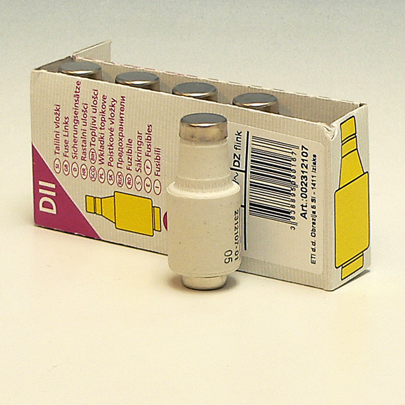 ETI Zekering 500V~ 25A traag DII geel