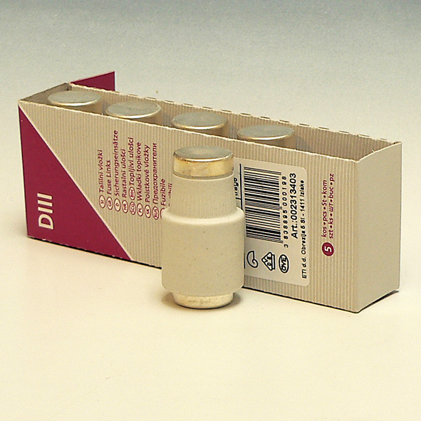 ETI Zekering 500V~ 63A traag DIII koper