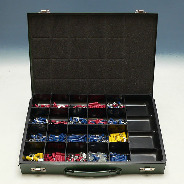 Assortiment Geïsoleerde Kabelschoenen ineen 21-vaks metalen