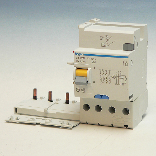 Hager Aardlekelement 4-P 63A 30mA klasse A BD463N afbeelding 2