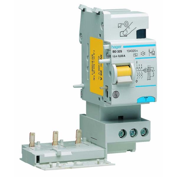 Hager Aardlekelement 3-P 25A 30mA klasse A BD325N afbeelding 2