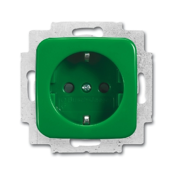 Busch-Jaeger wandcontactdoos 1-voudig met randaarde inbouw groen (2CKA002011A3753) afbeelding 2