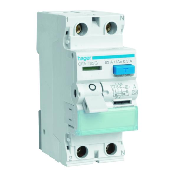 Hager Aardlekschakelaar 2-P 63A 300mA klasse A CFA263G afbeelding 2