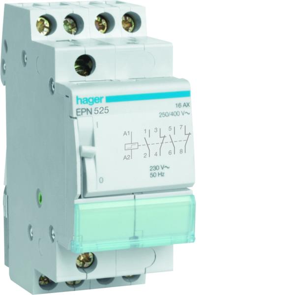 Hager Impulsrelais 2m+2v 230VAC/110VDC/16A, voed.250VAC EPN525 afbeelding 2