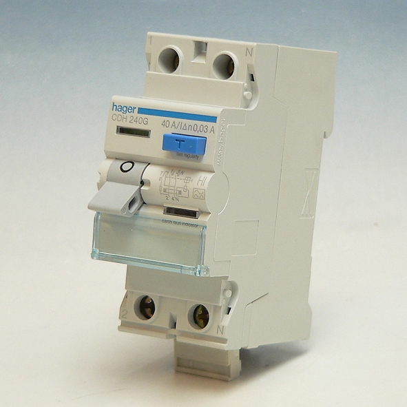 Hager Aardlekschakelaar 2-P 25A 30mA klasse HI CDH225G afbeelding 2