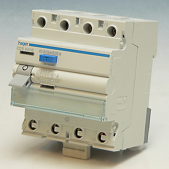 Hager Aardlekschakelaar 4-P 25A 30mA klasse A QBB CDS425G afbeelding 2
