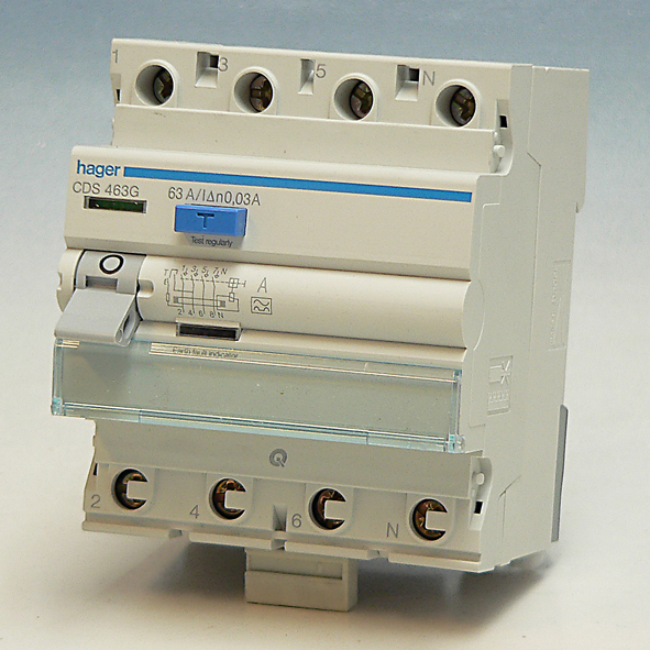 Hager Aardlekschakelaar 4-P 63A 30mA klasse A QBB CDS463G afbeelding 2