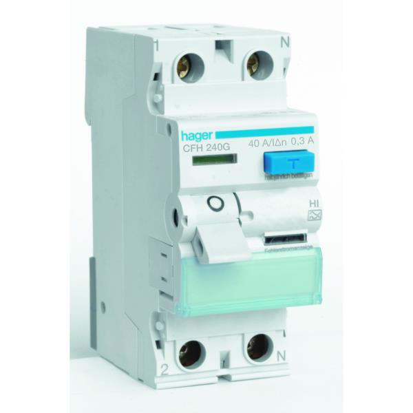 Hager Aardlekschakelaar 2-P 40A 300mA klasse HI CFH240G afbeelding 2
