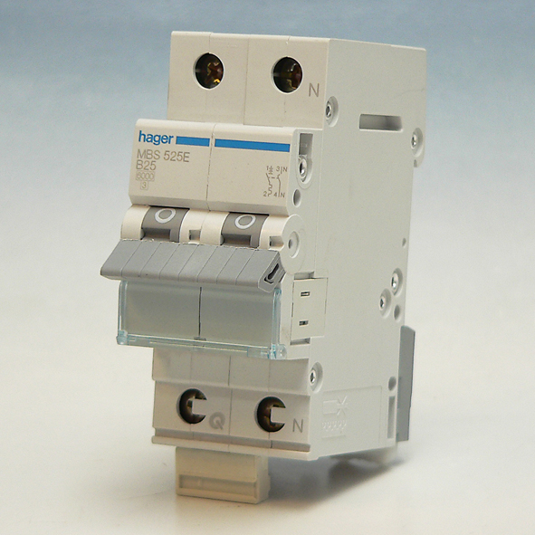 Hager Installatieautomaat 1-P+N B25A 6kA QuickBusbar MBS525E afbeelding 2