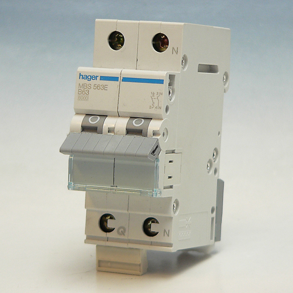 Hager Installatieautomaat 1-P+N B63A 6kA QuickBusbar MBS563E afbeelding 2