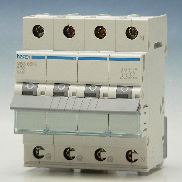 Hager Installatieautomaat 3-P+N B50A 6kA QuickBusbar MBS650E afbeelding 2