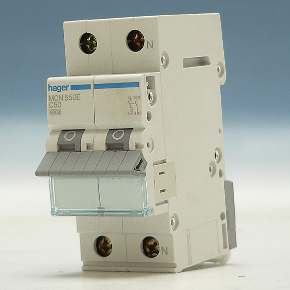 Hager Installatieautomaat 1-P+N C50A 6kA MCN550E afbeelding 2