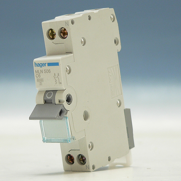 Hager Installatieautomaat 1-P+N C6A 6kA 1module MLN506 afbeelding 2