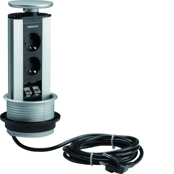 Popup zuil Ø102mm 2xWCD+RA, 2xRJ45 Cat6. afbeelding 2