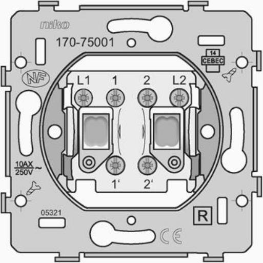 Sokkel drukknop 2v NO 10A schroef 170-75001 afbeelding 2
