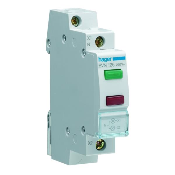 Hager Signaallamp LED 1 x rood/groen 230VAC SVN126 afbeelding 2