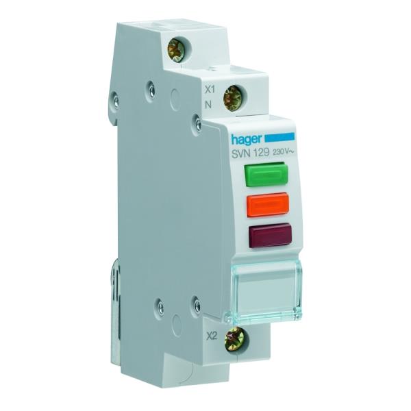 Hager Signaallamp LED 1 x rood/oranje/groen 230VAC SVN129 afbeelding 2