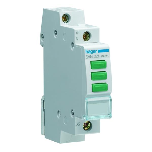 Hager Signaallamp LED 3 x groen 230VAC SVN221 afbeelding 2