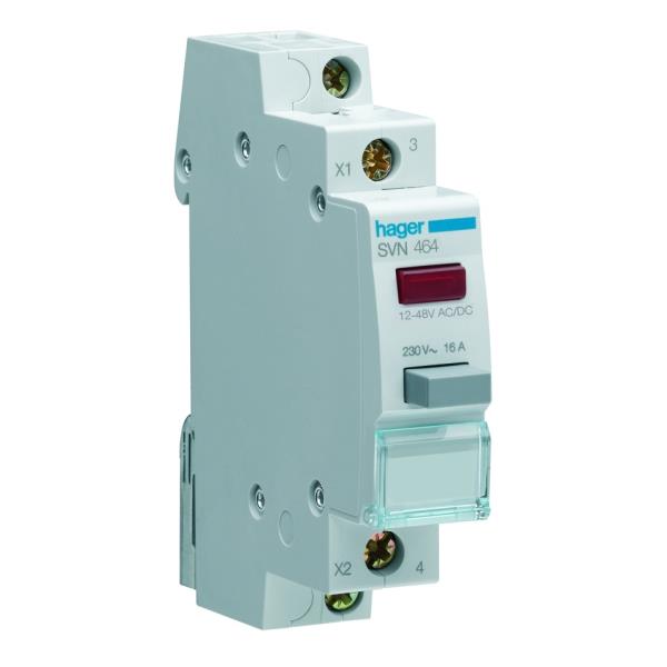 Hager Drukschakelaar 16A/12-48VACDC 2Nm grijs LED rood SVN464 afbeelding 2