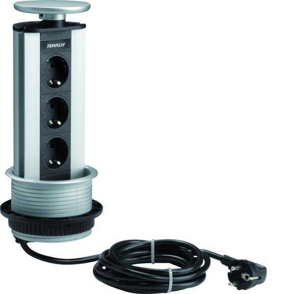Tehalit Pop-Up zilver met 3 contactdozen (G7043LAN) afbeelding 2