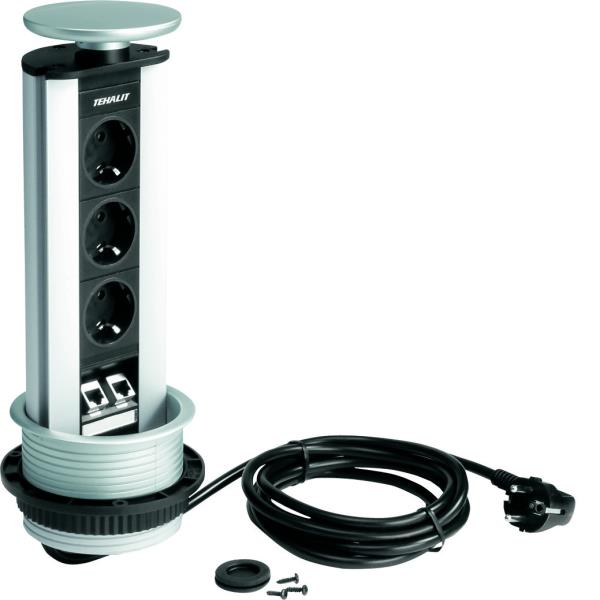 Popup zuil Ø102mm 3xWCD+RA, 2xRJ45 Cat6. afbeelding 2