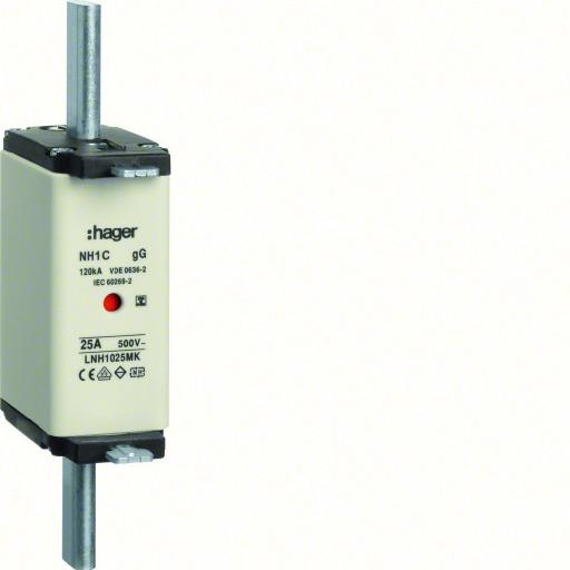 Hager Mespatroon NH1C 25A gG 500V combimelder, trekoren LNH1025MK afbeelding 2