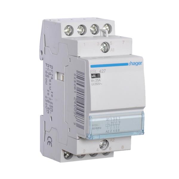 Hager Magneetschakelaar 25A 2M/2V 12VAC ESL427 afbeelding 2