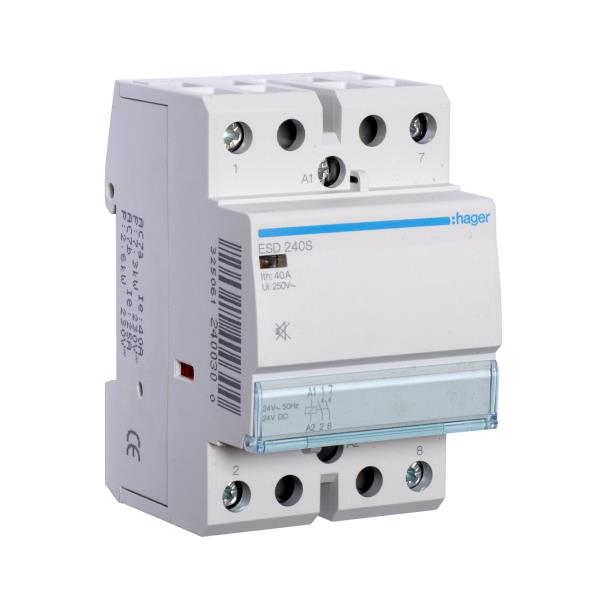 Hager Magneetschakelaar 40A 2M 24VAC/DC geruisarm ESD240S afbeelding 2