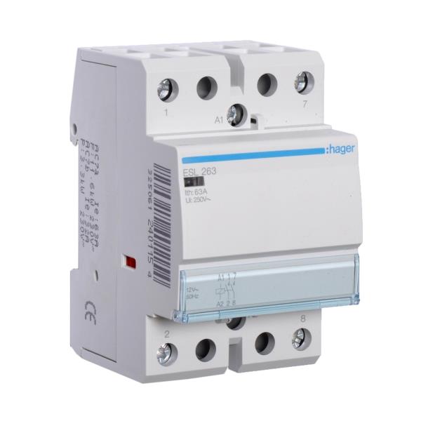Hager Magneetschakelaar 63A 2M 12VAC ESL263 afbeelding 2