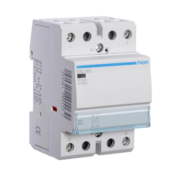 Hager Magneetschakelaar 63A 2M 24VAC ESD263 afbeelding 2
